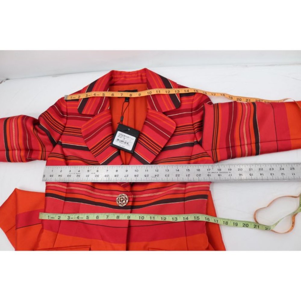 NWT St John coat women's 2 Sienna multi topper jacket jacquard metallic striped - Picture 14 of 16